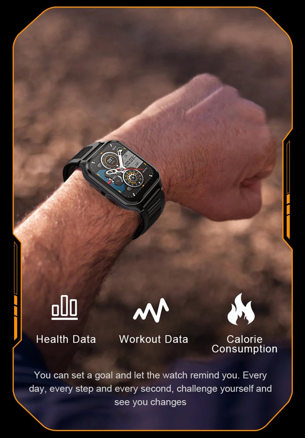 Outdoor Military Smart Watch – 1.9" Bluetooth Call Fitness Tracker - Realgroupuae