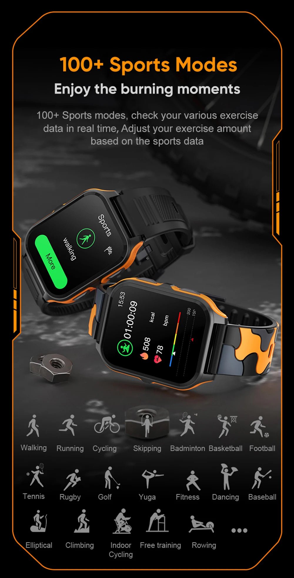 Outdoor Military Smart Watch – 1.9" Bluetooth Call Fitness Tracker - Realgroupuae