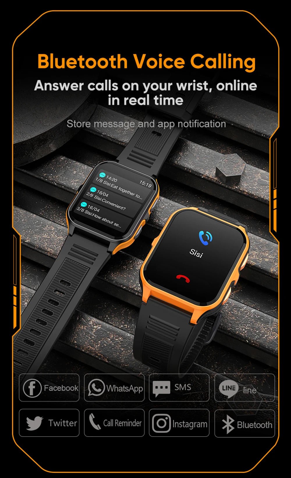 Outdoor Military Smart Watch – 1.9" Bluetooth Call Fitness Tracker - Realgroupuae