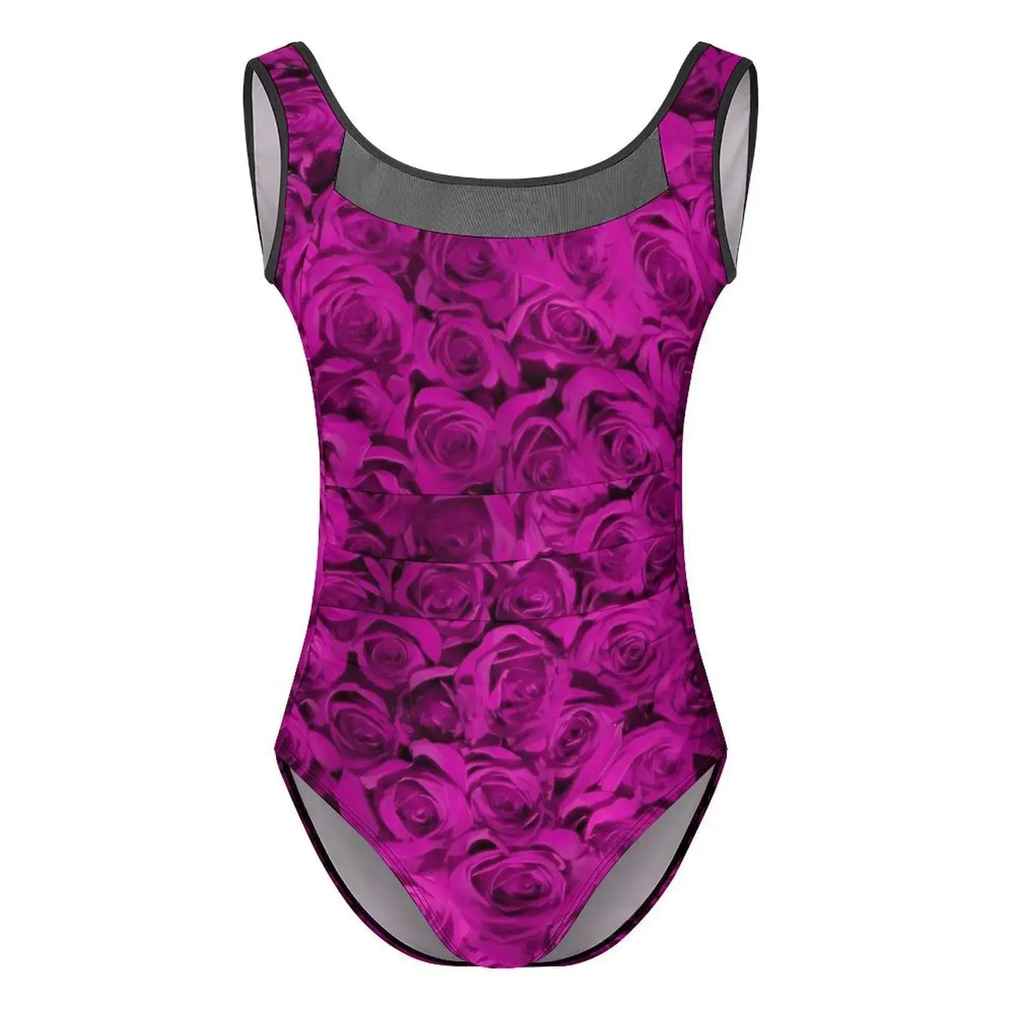 Pink Rose Floral Swimsuit Flowers Print Swimwear One Piece Beach Swimsuits Backless Bathing Suits Woman Push Up Sexy Beach Wear - Real Group