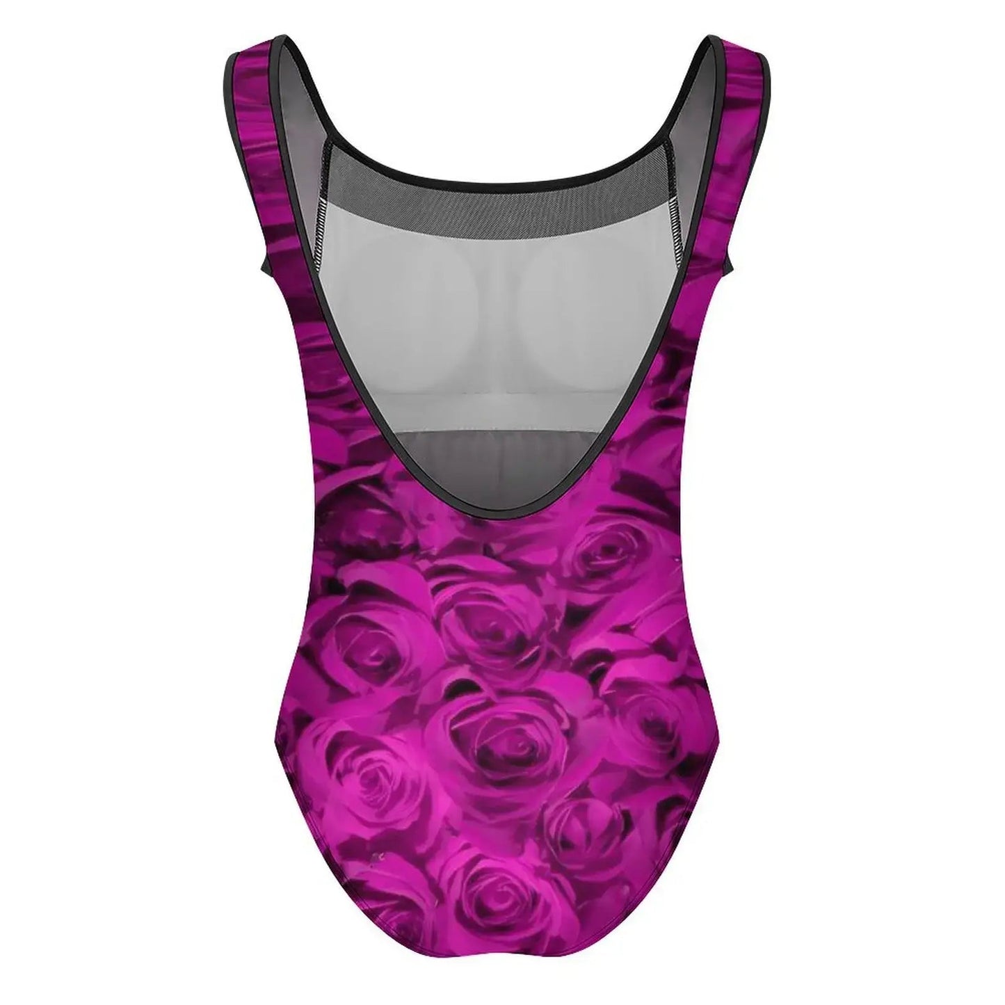 Pink Rose Floral Swimsuit Flowers Print Swimwear One Piece Beach Swimsuits Backless Bathing Suits Woman Push Up Sexy Beach Wear - Real Group