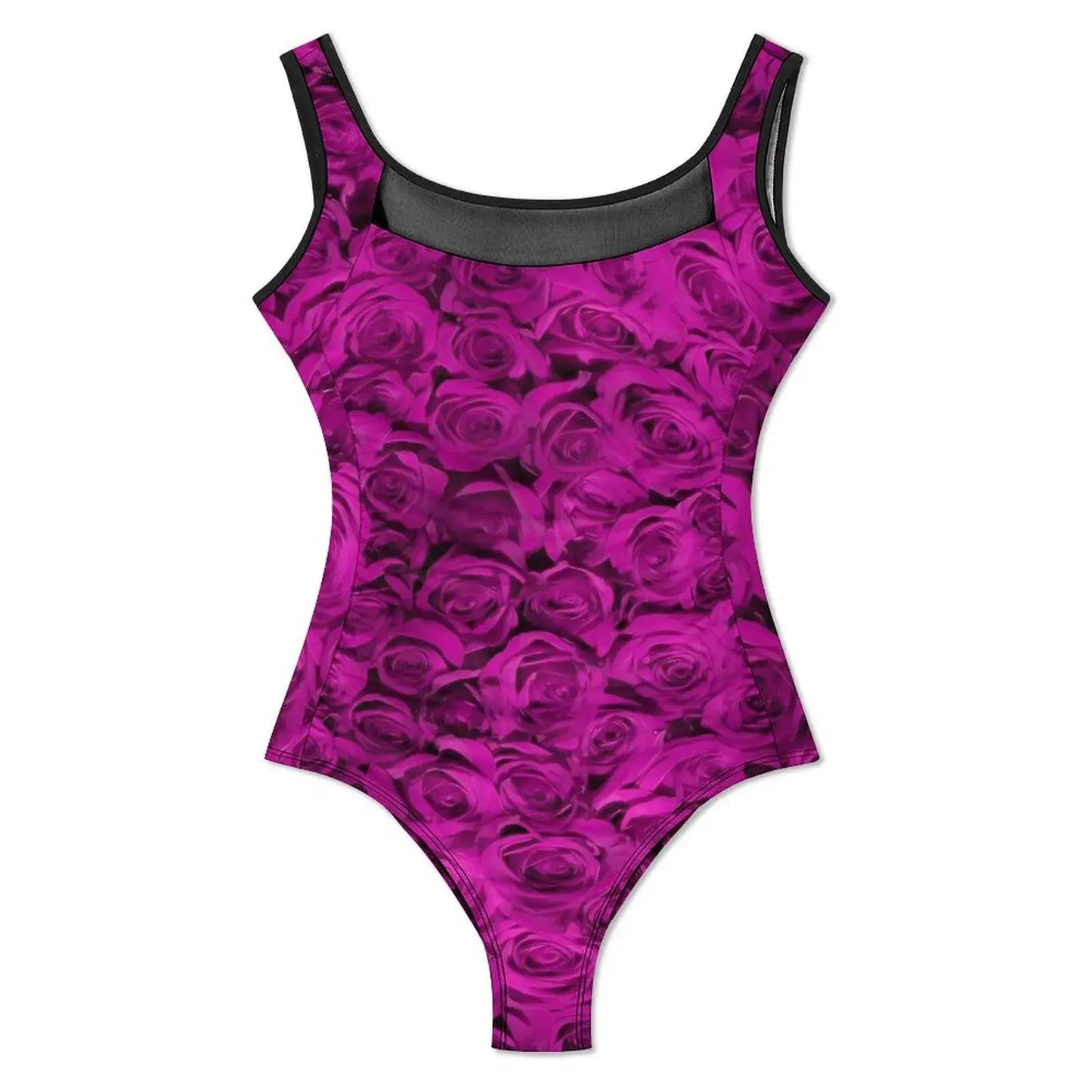Pink Rose Floral Swimsuit Flowers Print Swimwear One Piece Beach Swimsuits Backless Bathing Suits Woman Push Up Sexy Beach Wear - Real Group