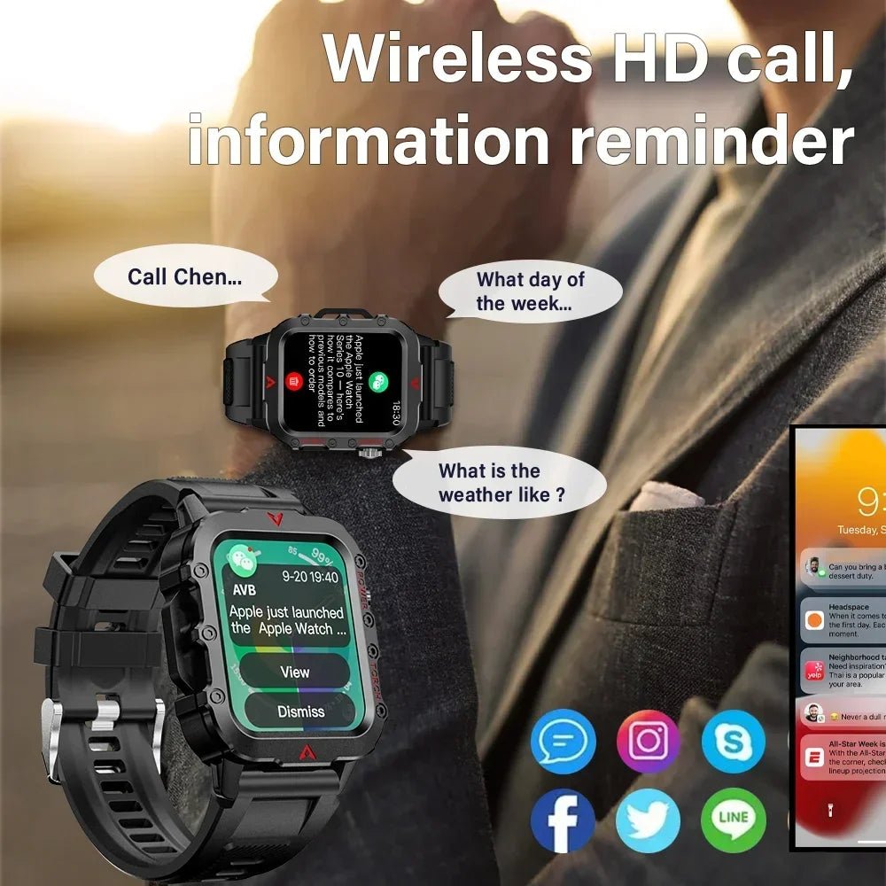 Rugged Smartwatch with Bluetooth Call & Fitness Tracker for Men & Women - Realgroupuae