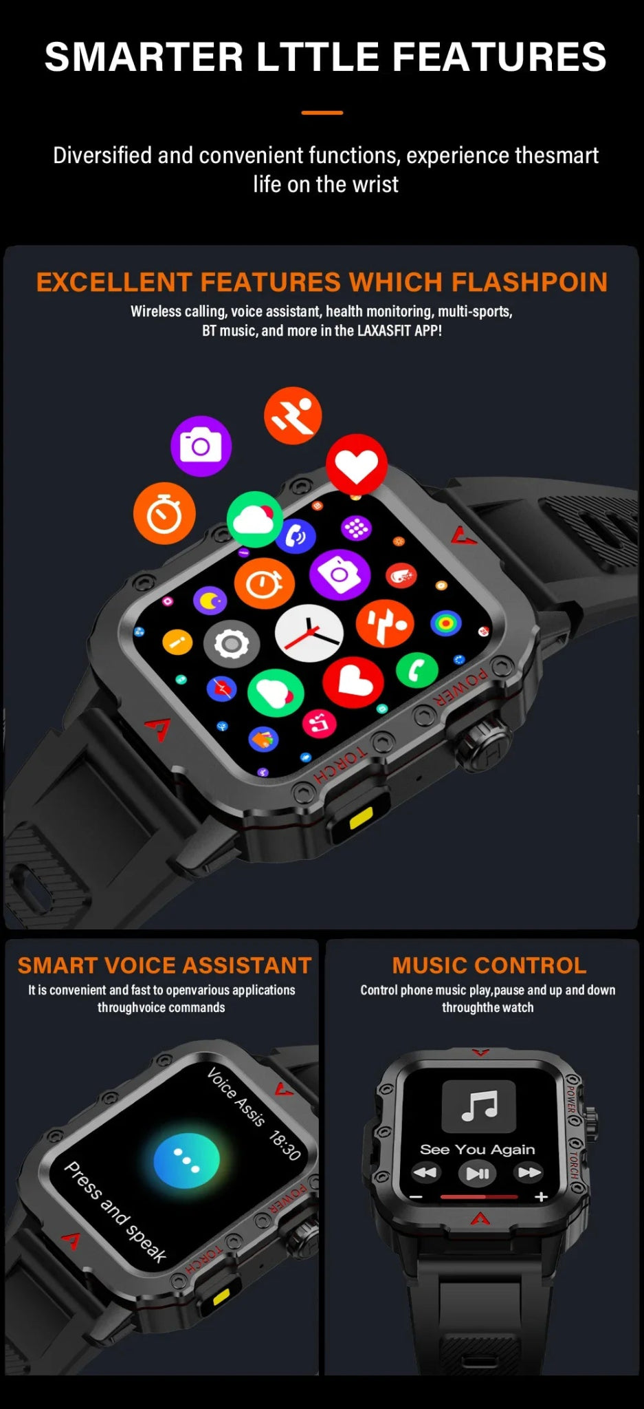 Rugged Smartwatch with Bluetooth Call & Fitness Tracker for Men & Women - Realgroupuae