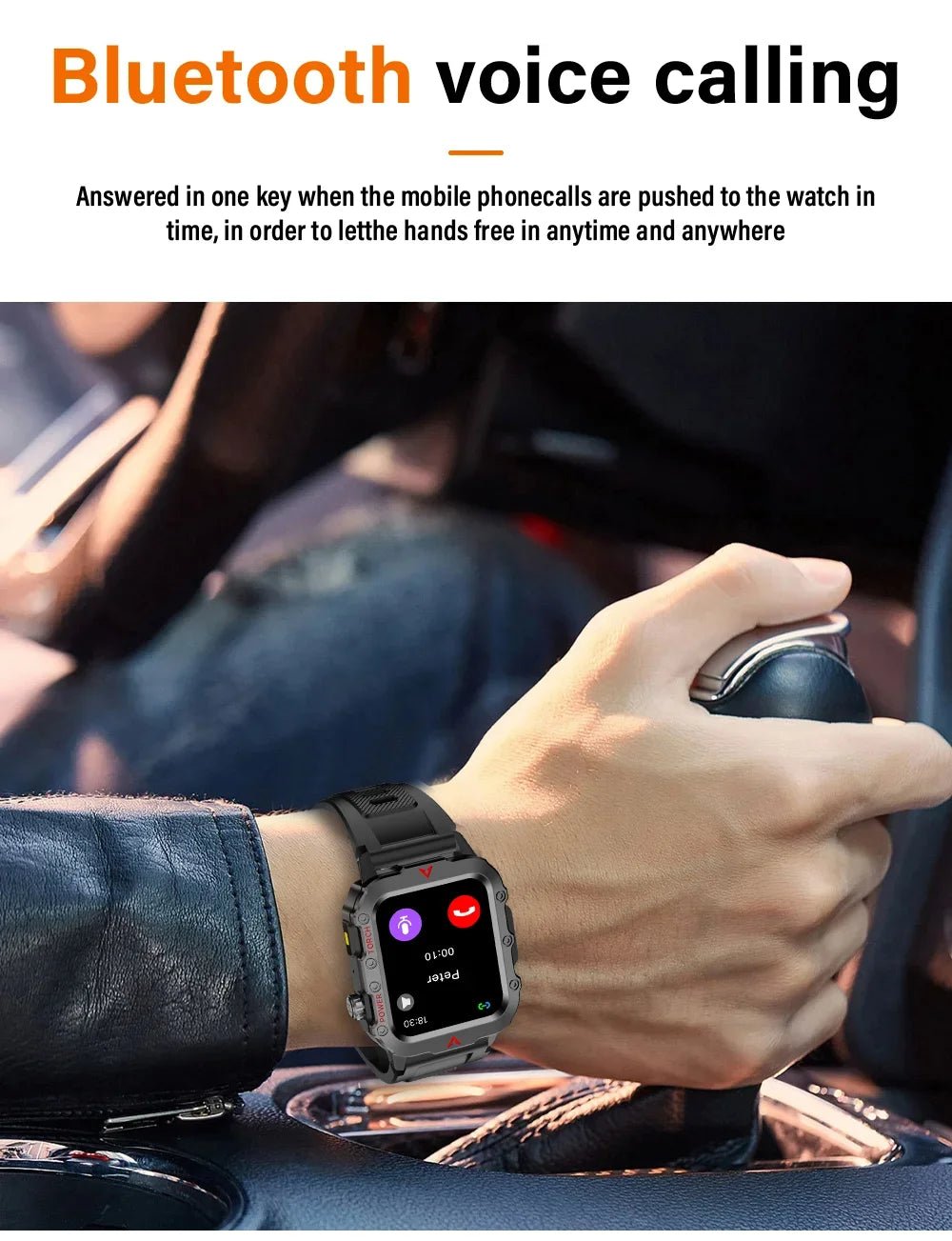 Rugged Smartwatch with Bluetooth Call & Fitness Tracker for Men & Women - Realgroupuae