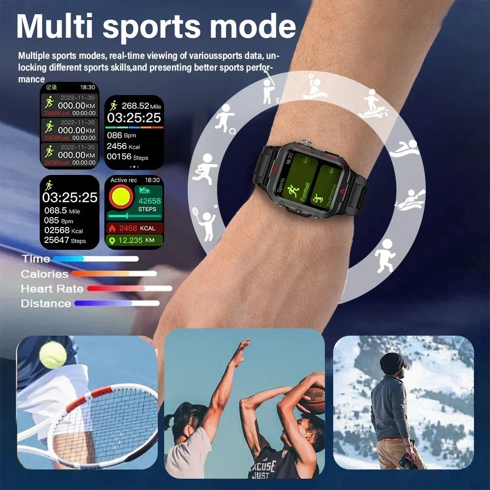 Rugged Smartwatch with Bluetooth Call & Fitness Tracker for Men & Women - Realgroupuae
