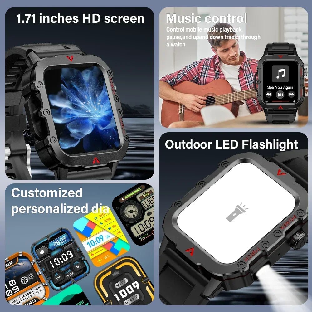 Rugged Smartwatch with Bluetooth Call & Fitness Tracker for Men & Women - Realgroupuae