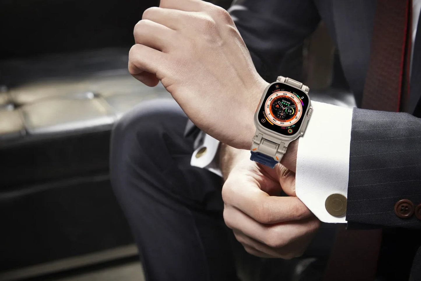 Rugged Strap for Apple Watch 49mm–42mm | Metal + Silicone Band - Realgroupuae