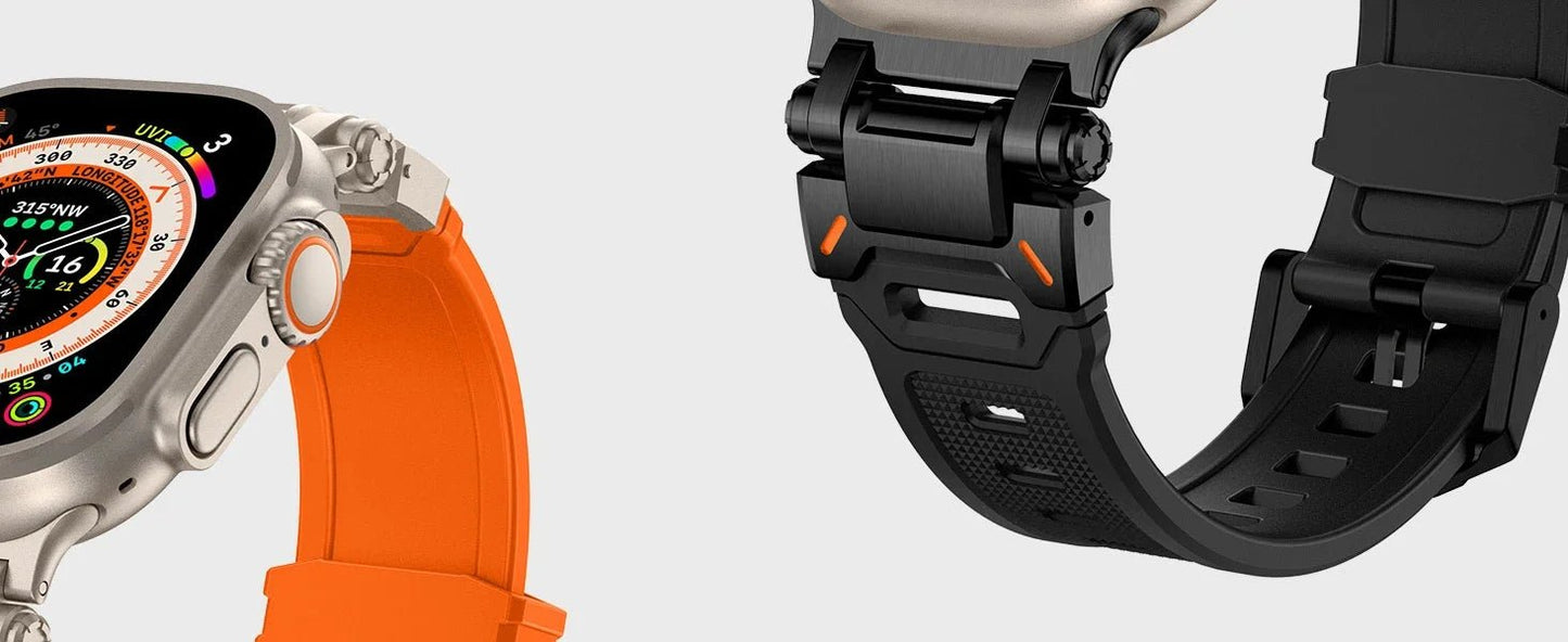 Rugged Strap for Apple Watch 49mm–42mm | Metal + Silicone Band - Realgroupuae