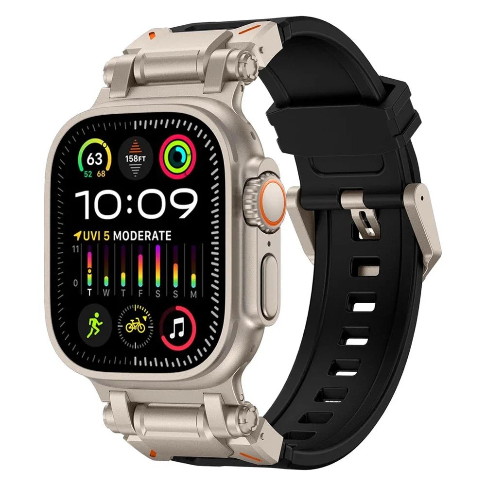 Rugged Strap for Apple Watch 49mm–42mm | Metal + Silicone Band - Realgroupuae