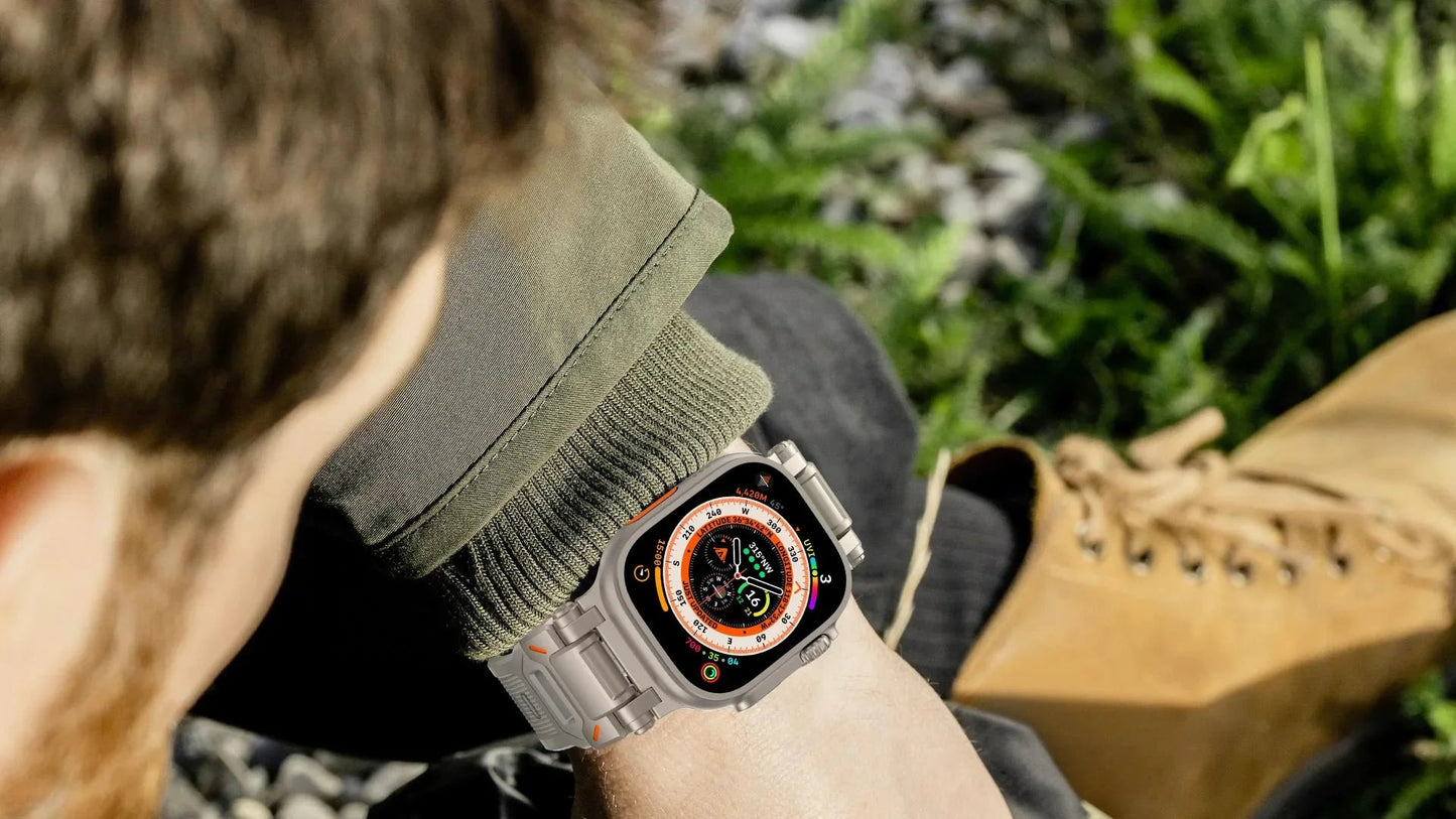 Rugged Strap for Apple Watch 49mm–42mm | Metal + Silicone Band - Realgroupuae