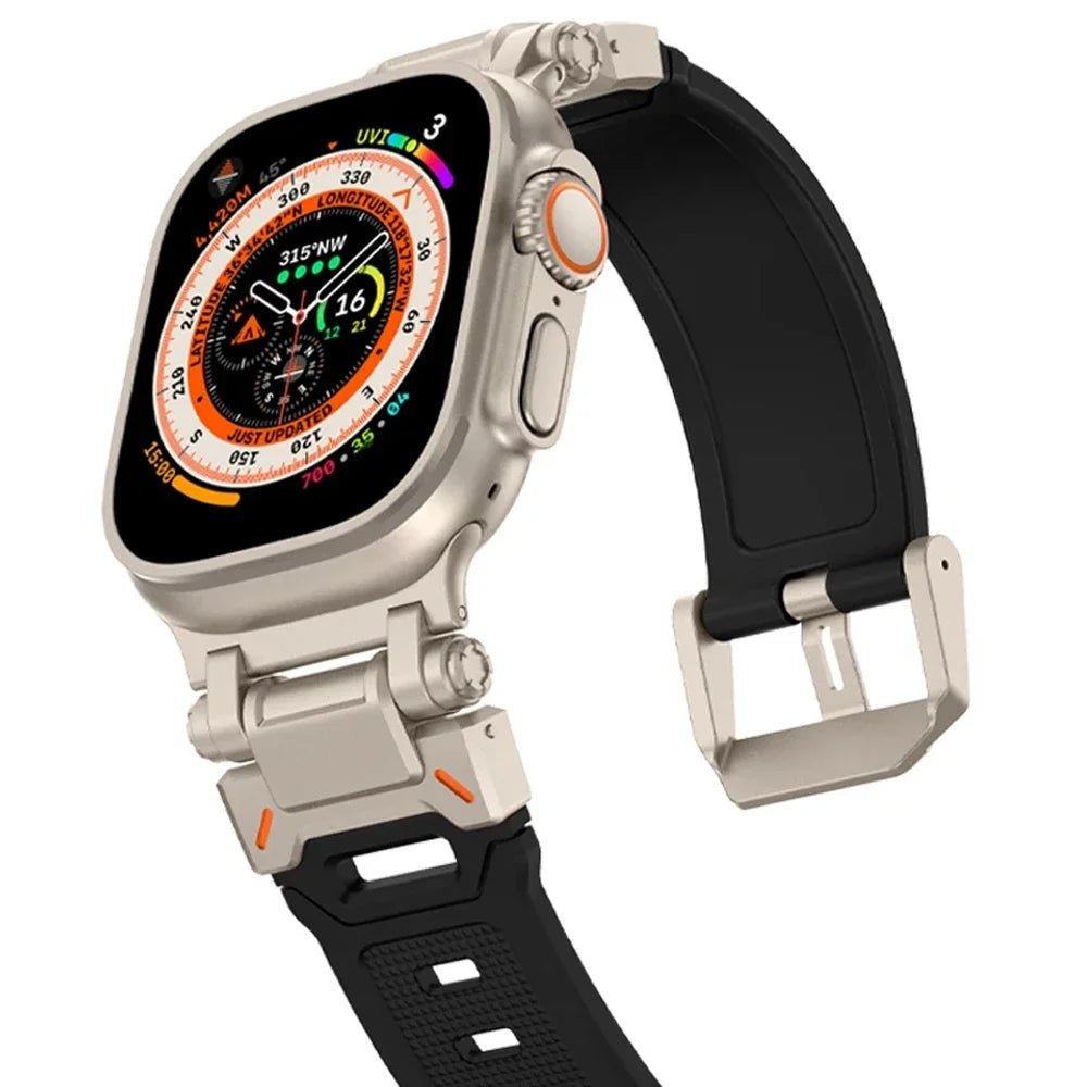 Rugged Strap for Apple Watch 49mm–42mm | Metal + Silicone Band - Realgroupuae