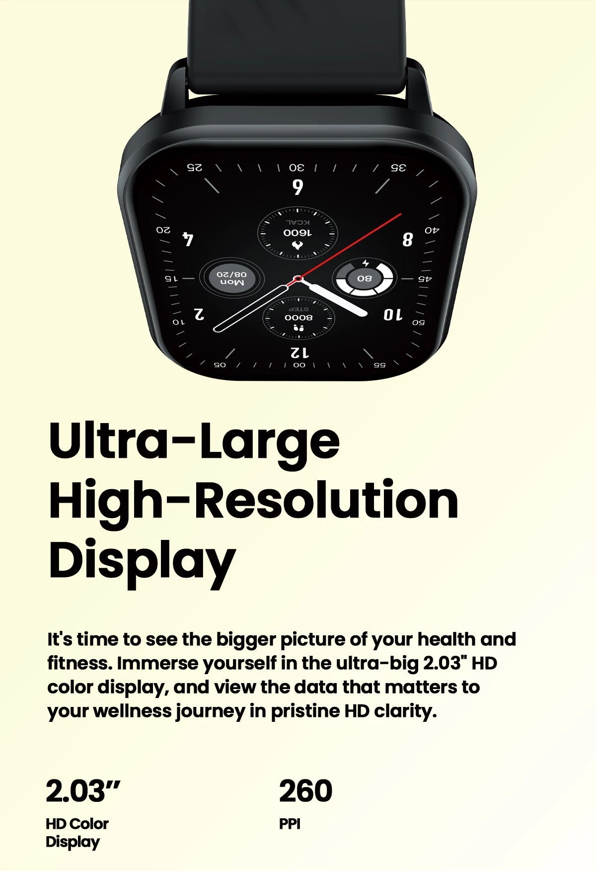 Smartwatch with 2.03" HD Display, Voice Call & Health Tracking - Realgroupuae