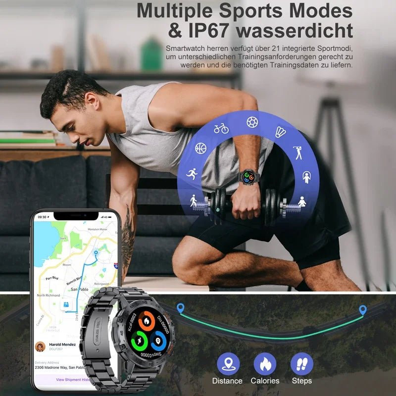 Smartwatch with AMOLED Display, Bluetooth Calling & Waterproof Build - Realgroupuae