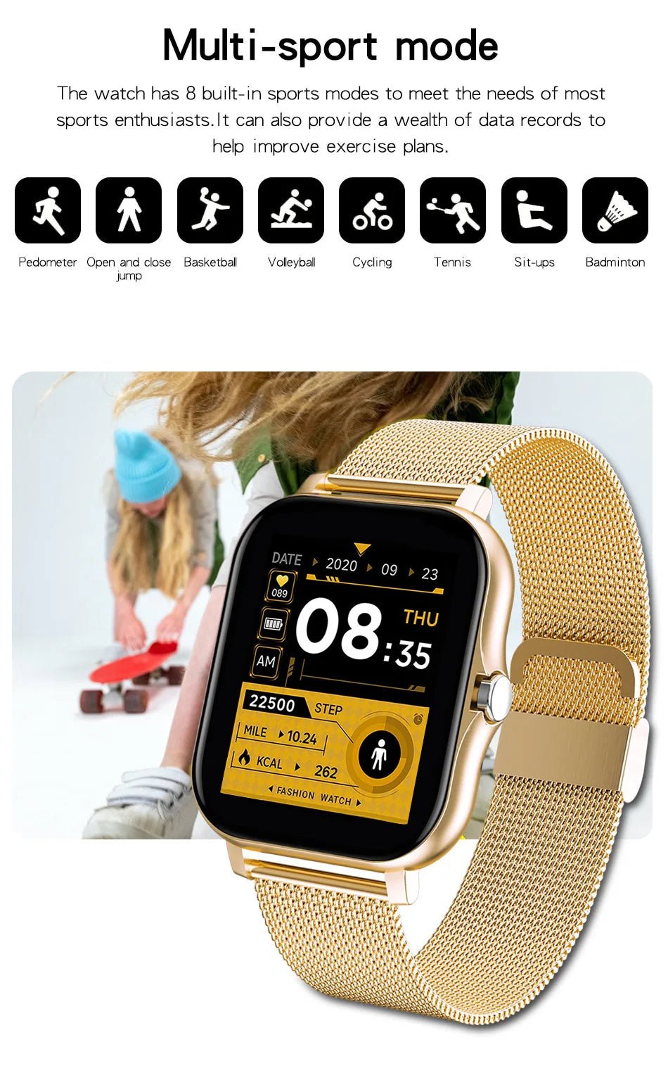 Smartwatch with Bluetooth Call, Blood Oxygen/Pressure Monitoring - Real Group UAE