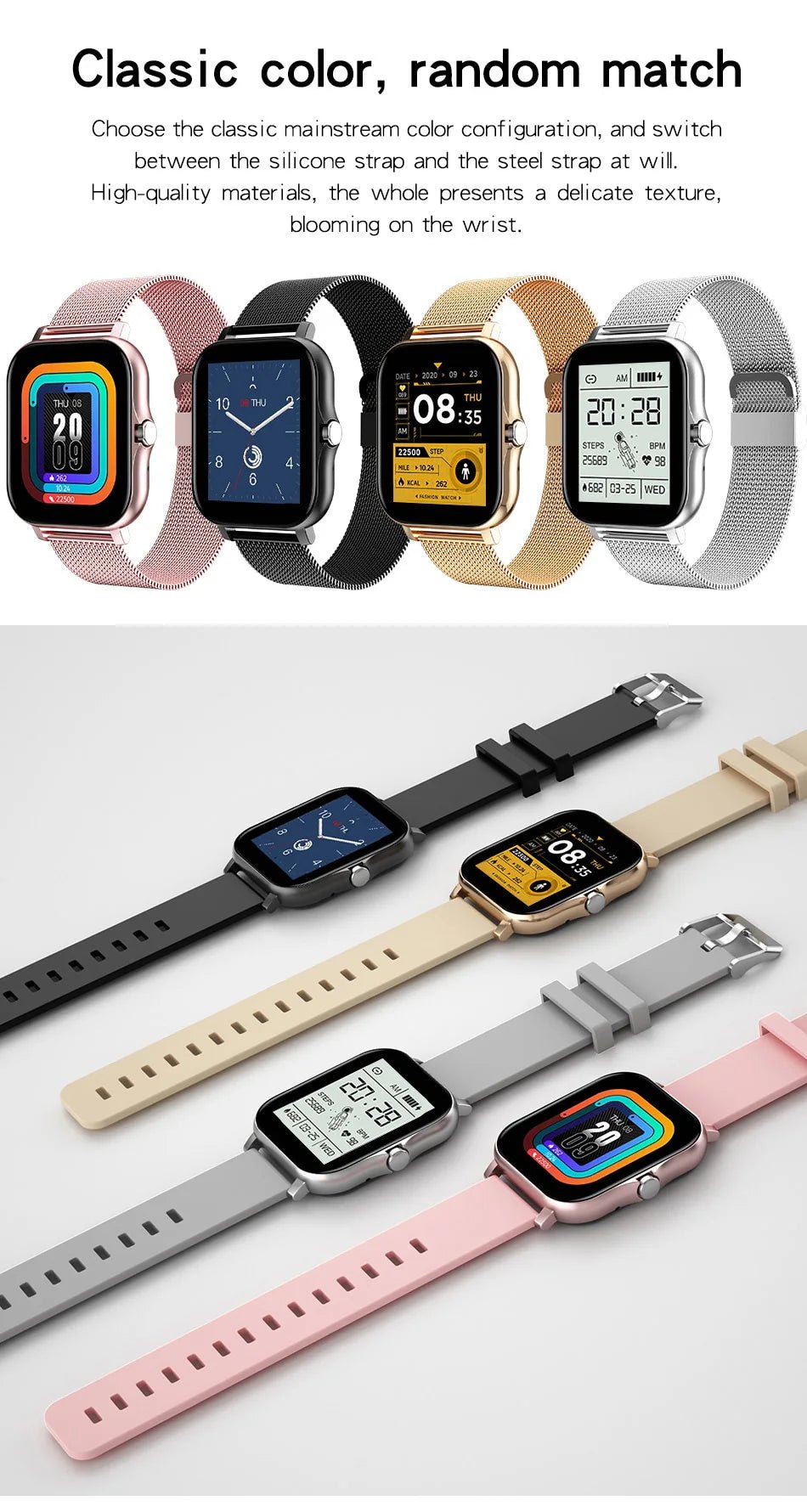 Smartwatch with Bluetooth Call, Blood Oxygen/Pressure Monitoring - Real Group UAE