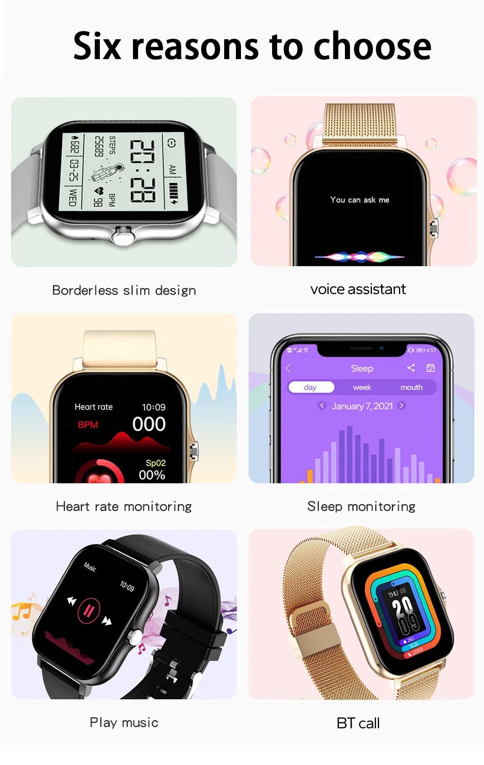 Smartwatch with Bluetooth Call, Blood Oxygen/Pressure Monitoring - Real Group UAE
