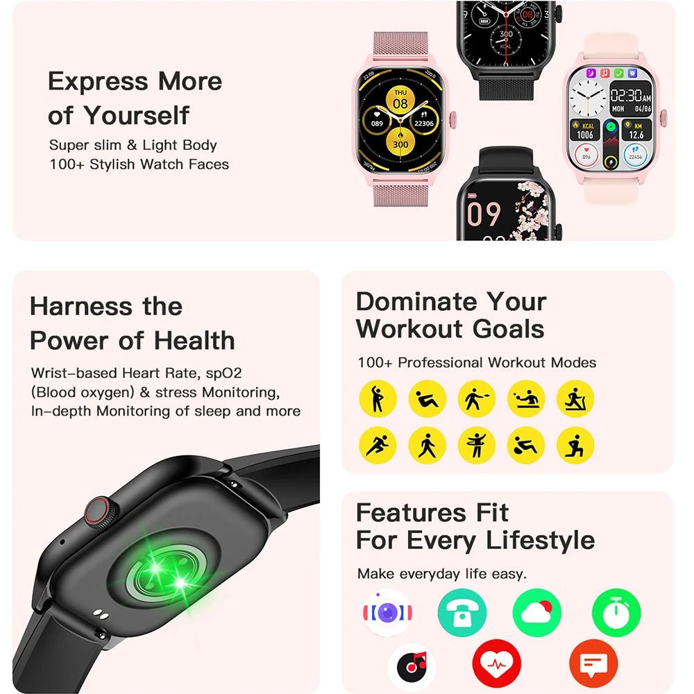 Smartwatch with Bluetooth Call | Fitness & Heart Rate Monitor - Real Group UAE