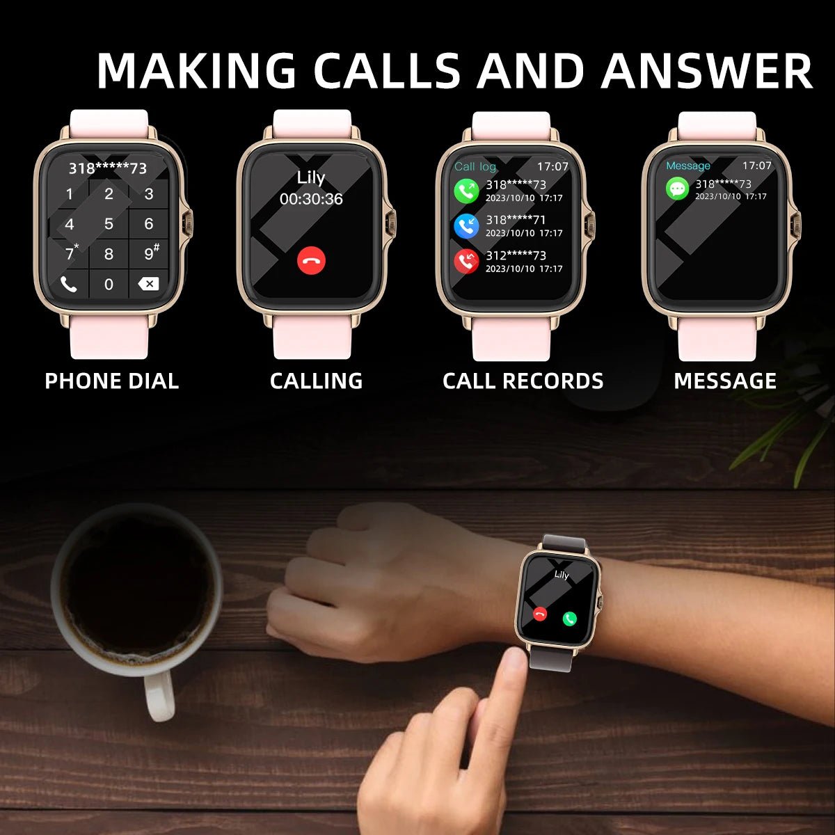 Smartwatch with Call Answer, Fitness Tracker & Sleep Monitor - Realgroupuae