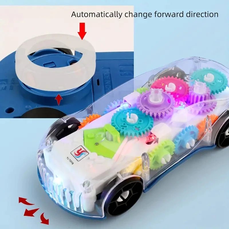 Transparent Gear Toy Car with Colorful Lights and Electric Music - Real Group