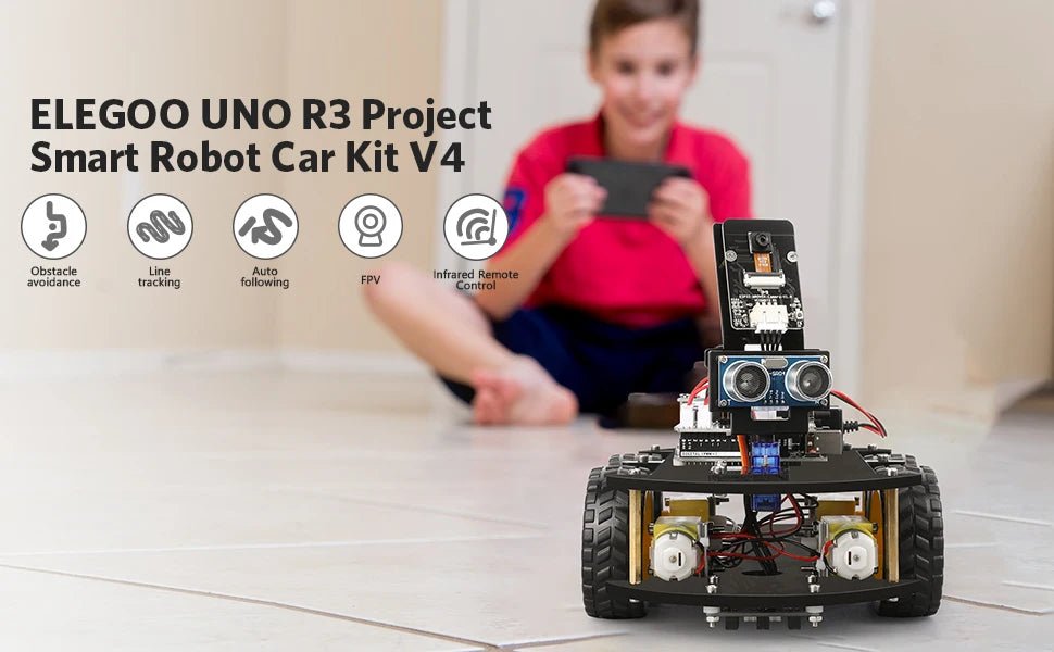 UNO R3 Smart Robot Car Kit V4 Educational Arduino DIY Robotic Toy Gift - Realgroupuae