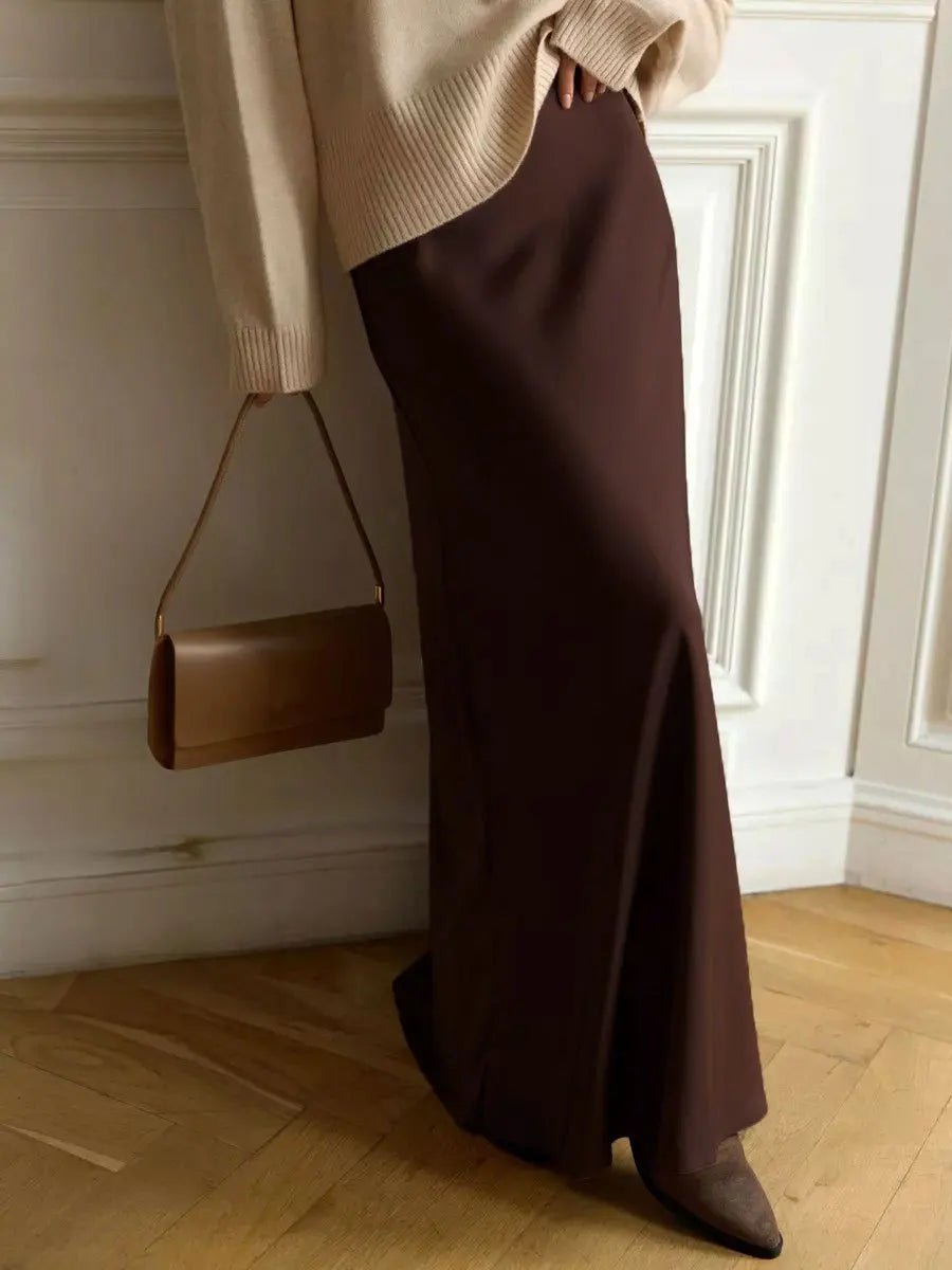 Women’s Satin Maxi Skirt | High Waist Fishtail Skirt | Elegant Summer Style - Real Group UAE