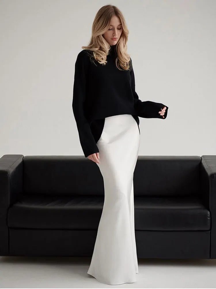 Women’s Satin Maxi Skirt | High Waist Fishtail Skirt | Elegant Summer Style - Real Group UAE