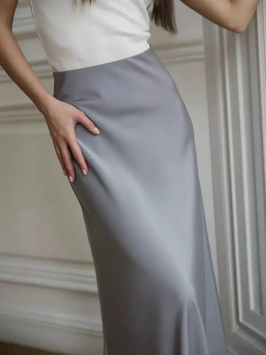 Women’s Satin Maxi Skirt | High Waist Fishtail Skirt | Elegant Summer Style - Real Group UAE