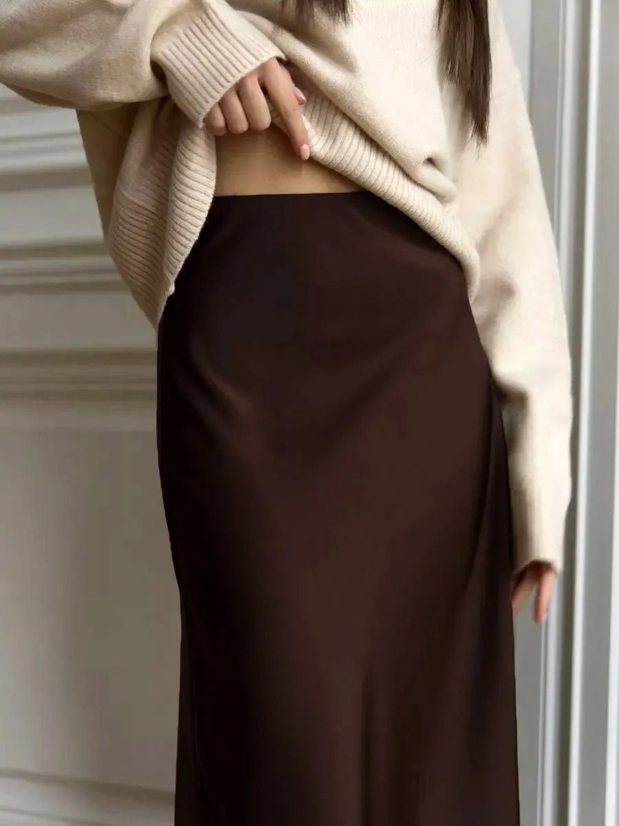Women’s Satin Maxi Skirt | High Waist Fishtail Skirt | Elegant Summer Style - Real Group UAE