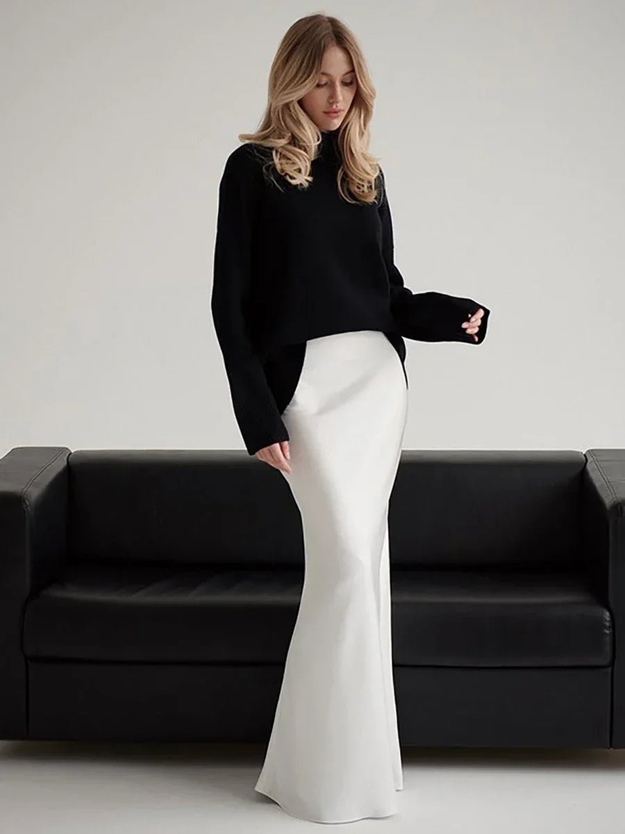 Women’s Satin Maxi Skirt | High Waist Fishtail Skirt | Elegant Summer Style - Real Group UAE