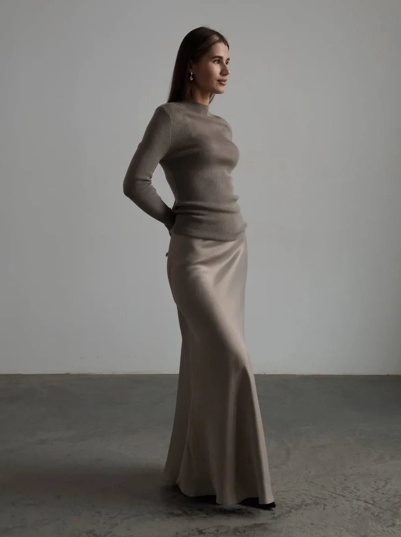 Women’s Satin Maxi Skirt | High Waist Fishtail Skirt | Elegant Summer Style - Real Group UAE