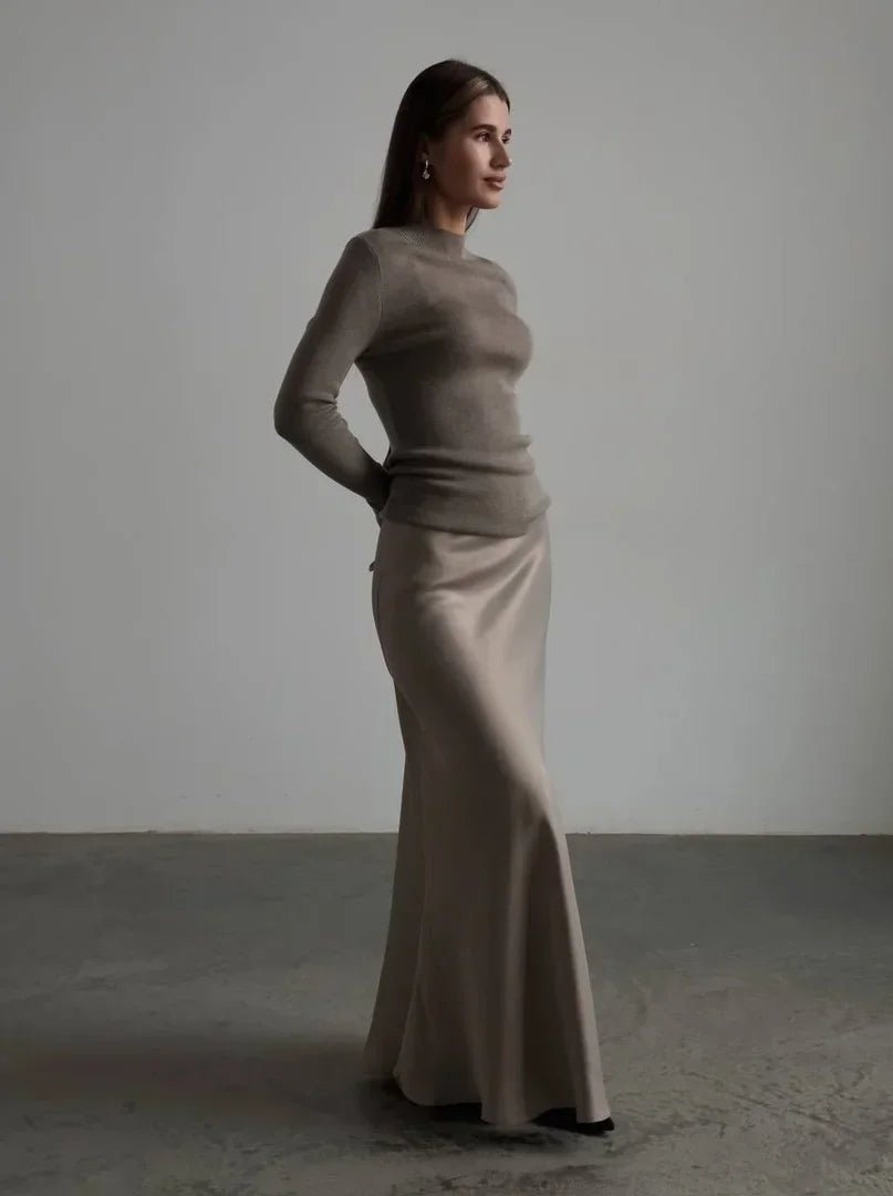 Women’s Satin Maxi Skirt | High Waist Fishtail Skirt | Elegant Summer Style - Real Group UAE