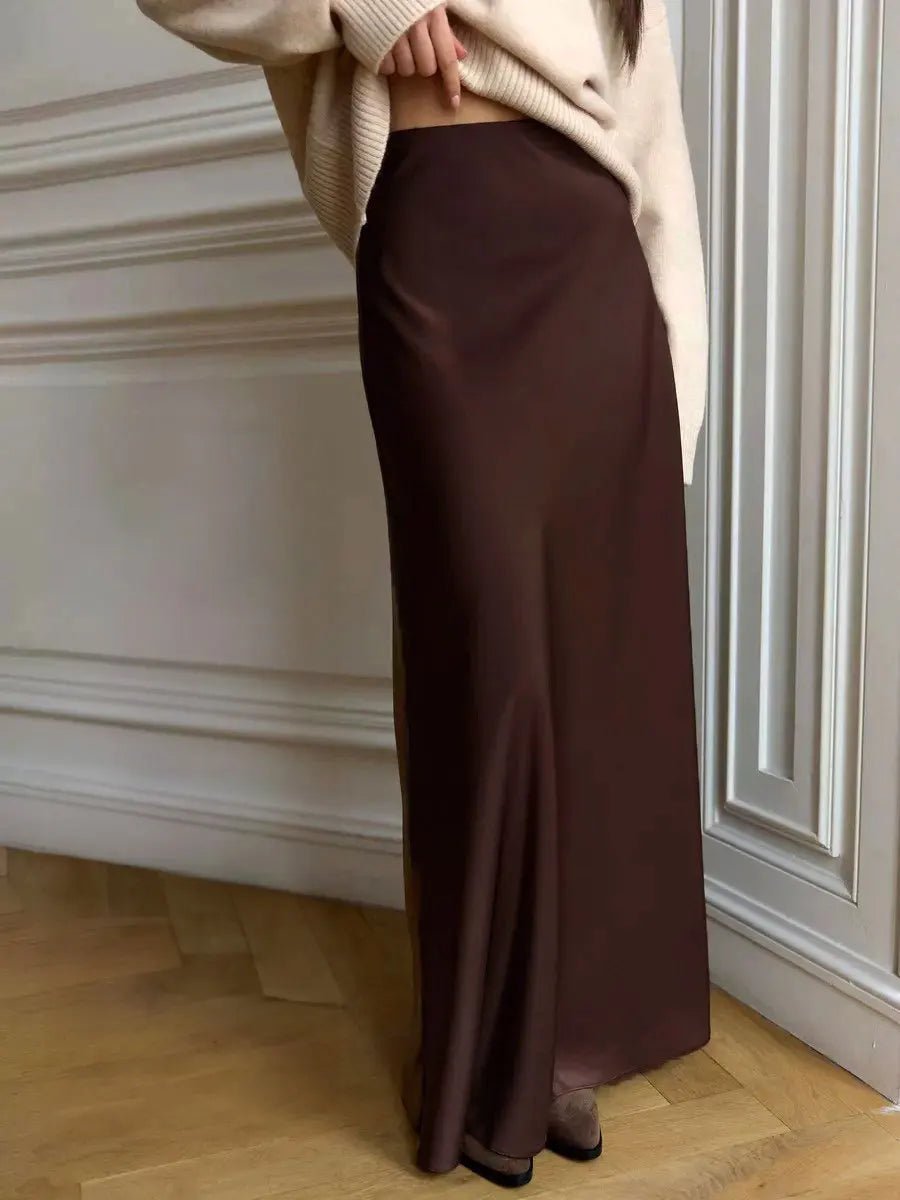 Women’s Satin Maxi Skirt | High Waist Fishtail Skirt | Elegant Summer Style - Real Group UAE