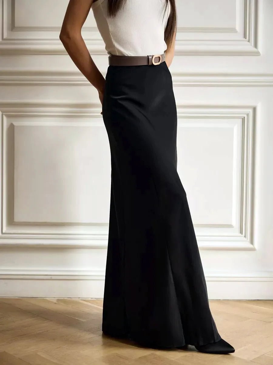 Women’s Satin Maxi Skirt | High Waist Fishtail Skirt | Elegant Summer Style - Real Group UAE
