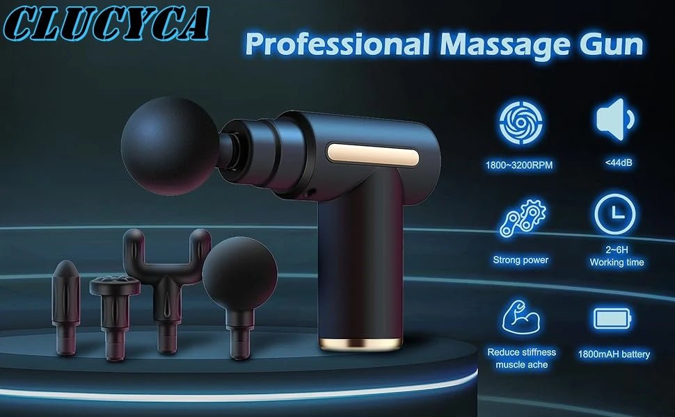 2024 Clucyca Portable Massage Gun,6 Speeds for Muscle Pain Relief,Back Neck Shoulder Deep Tissue Vibration Massager relaxation - Real Group