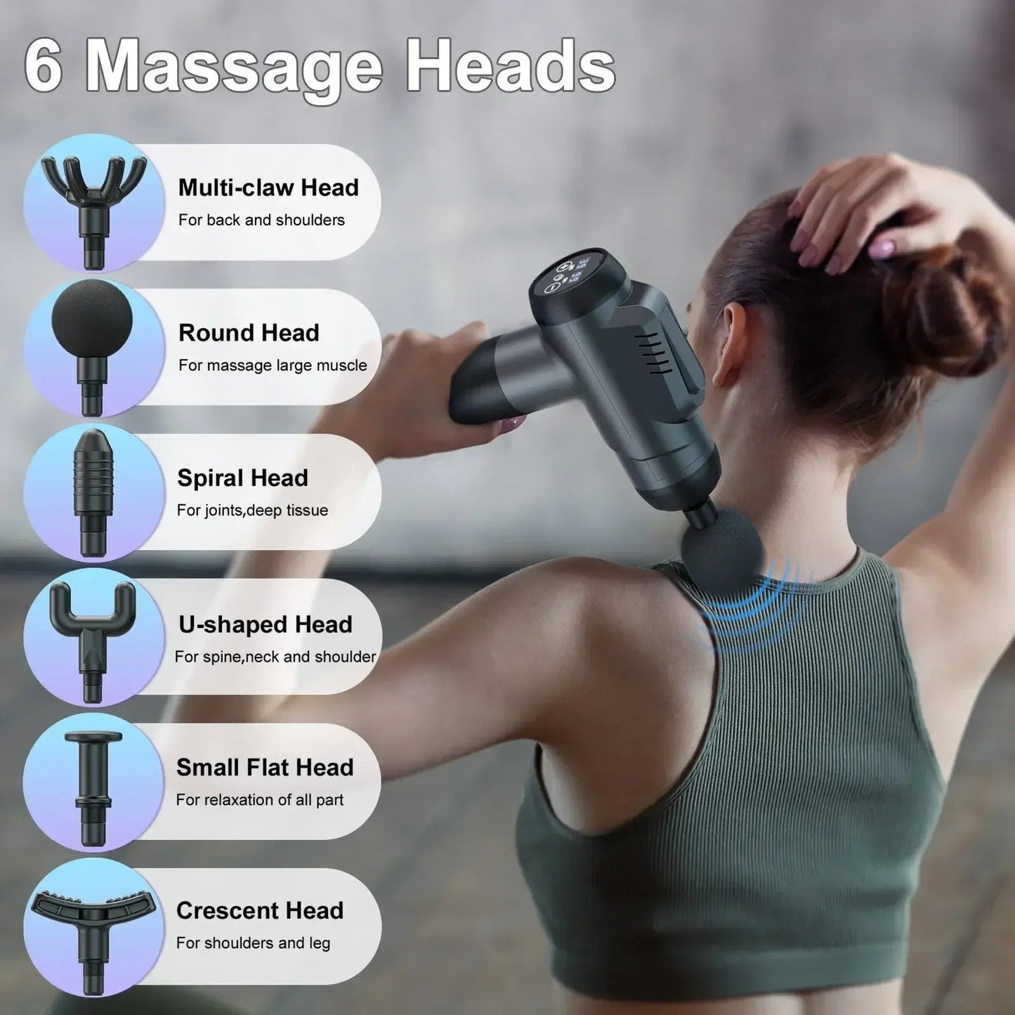 99 Level Muscle Message Gun Fascia Body Massager LED Screen Rechargeable Fascia Gun With 8 Massage Head for Fitness Muscle Mass - Real Group