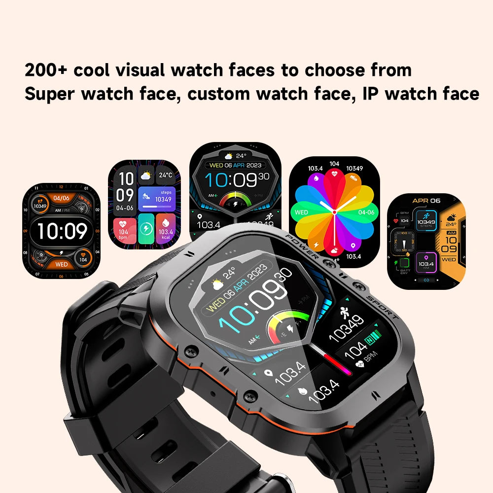 Smart Watch with 100+ Sports Modes, Bluetooth Call & AMOLED Display