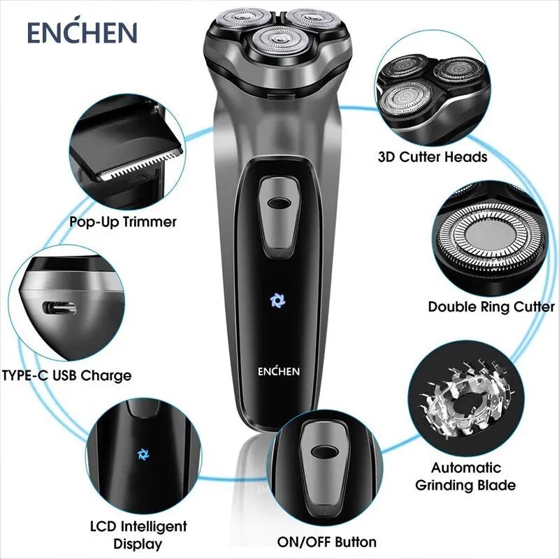 Electrical Rotary Shaver for Men 3D Floating Blade Washable - Real Group