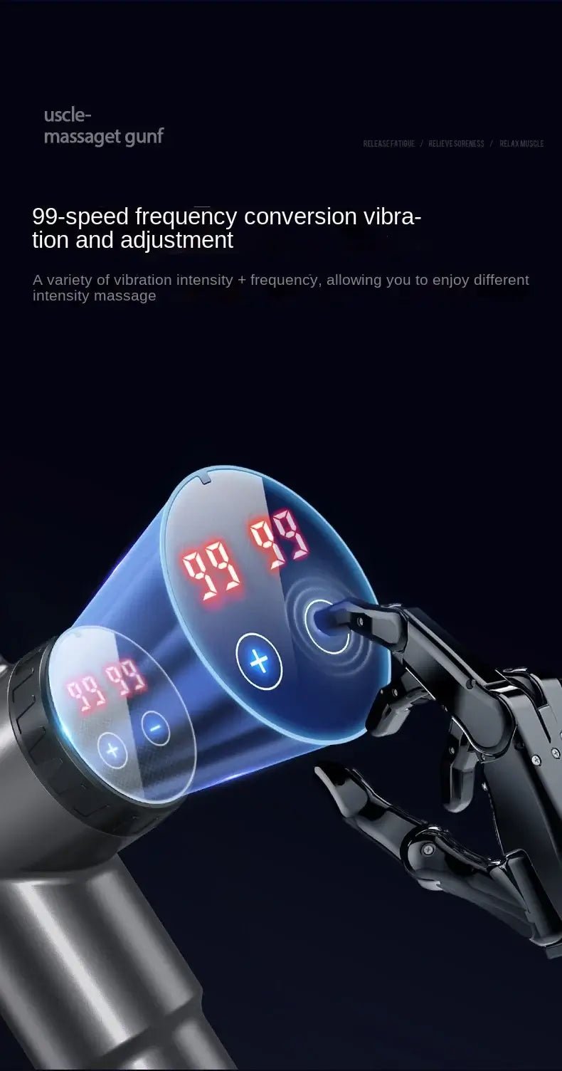 Massage Gun Deep High Frequency Muscle Massage Relaxation Electric Shock LCD Display 99Gear Profession Fascia Gun - Real Group