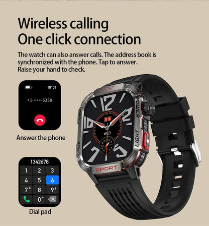 Military GPS Smart Watch for Men with Bluetooth Call & Waterproof Design - Realgroupuae