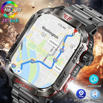 Military GPS Smart Watch for Men with Bluetooth Call & Waterproof Design - Realgroupuae