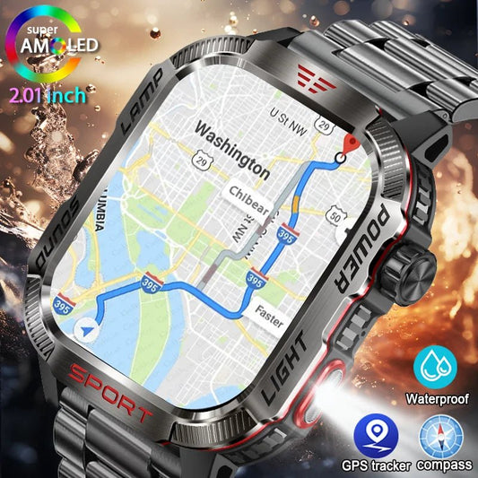 Military GPS Smart Watch for Men with Bluetooth Call & Waterproof Design - Realgroupuae