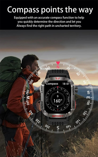 Military GPS Smart Watch for Men with Bluetooth Call & Waterproof Design - Realgroupuae
