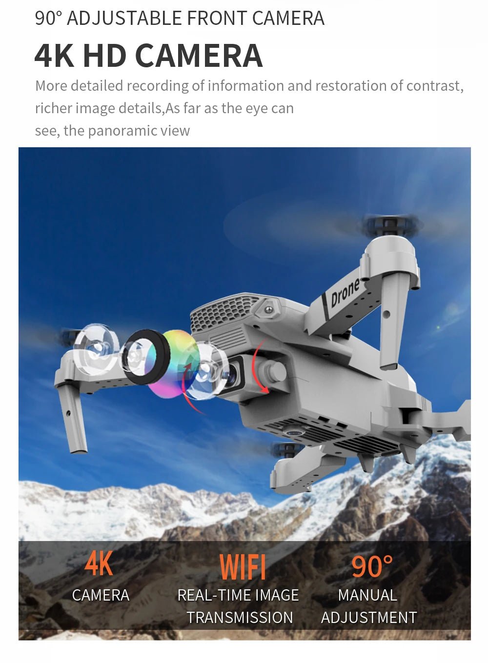 Professional Drone E88 4k wide - angle HD camera WiFi - Real Group