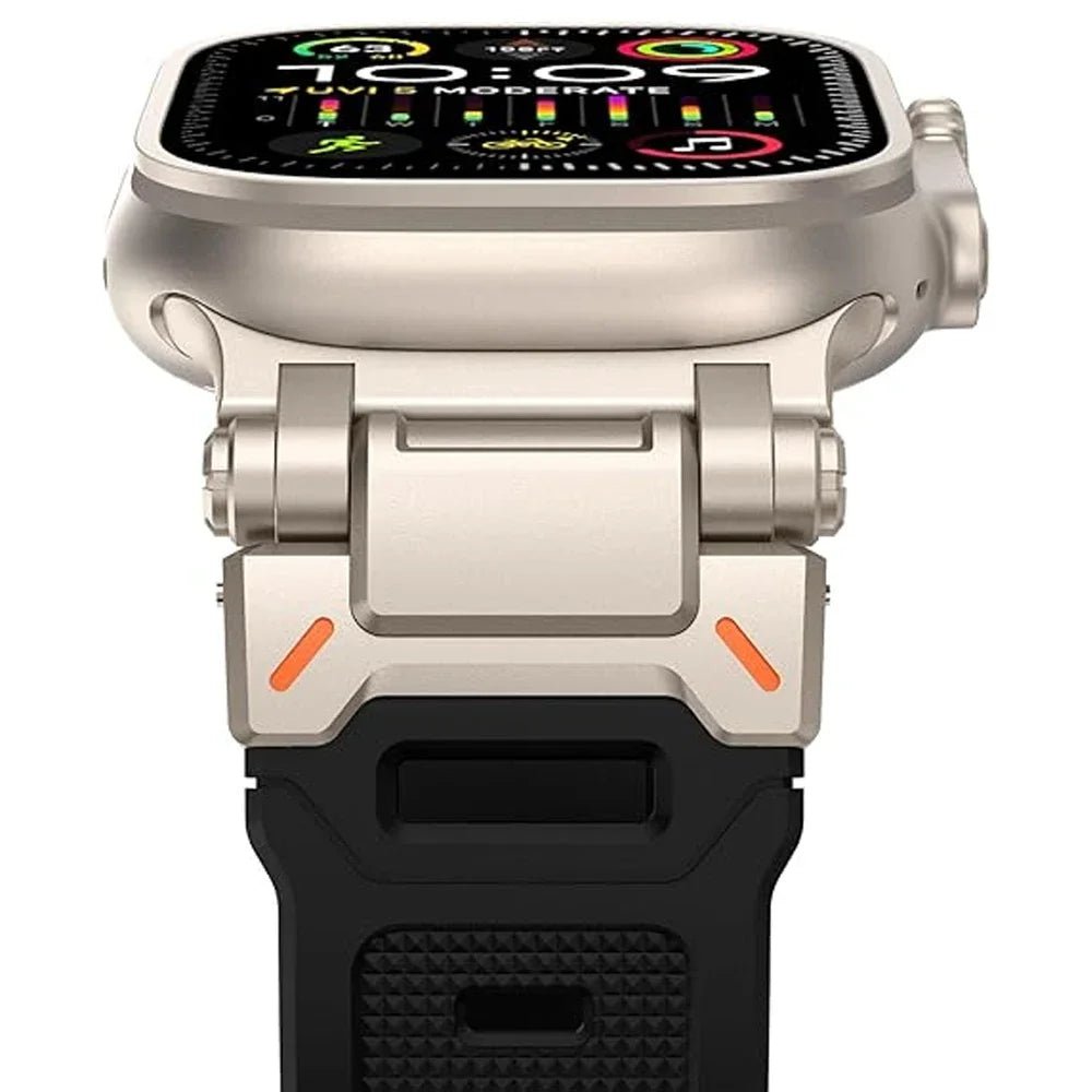 Rugged Strap for Apple Watch 49mm–42mm | Metal + Silicone Band - Realgroupuae