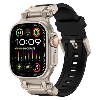 Rugged Strap for Apple Watch 49mm–42mm | Metal + Silicone Band - Realgroupuae