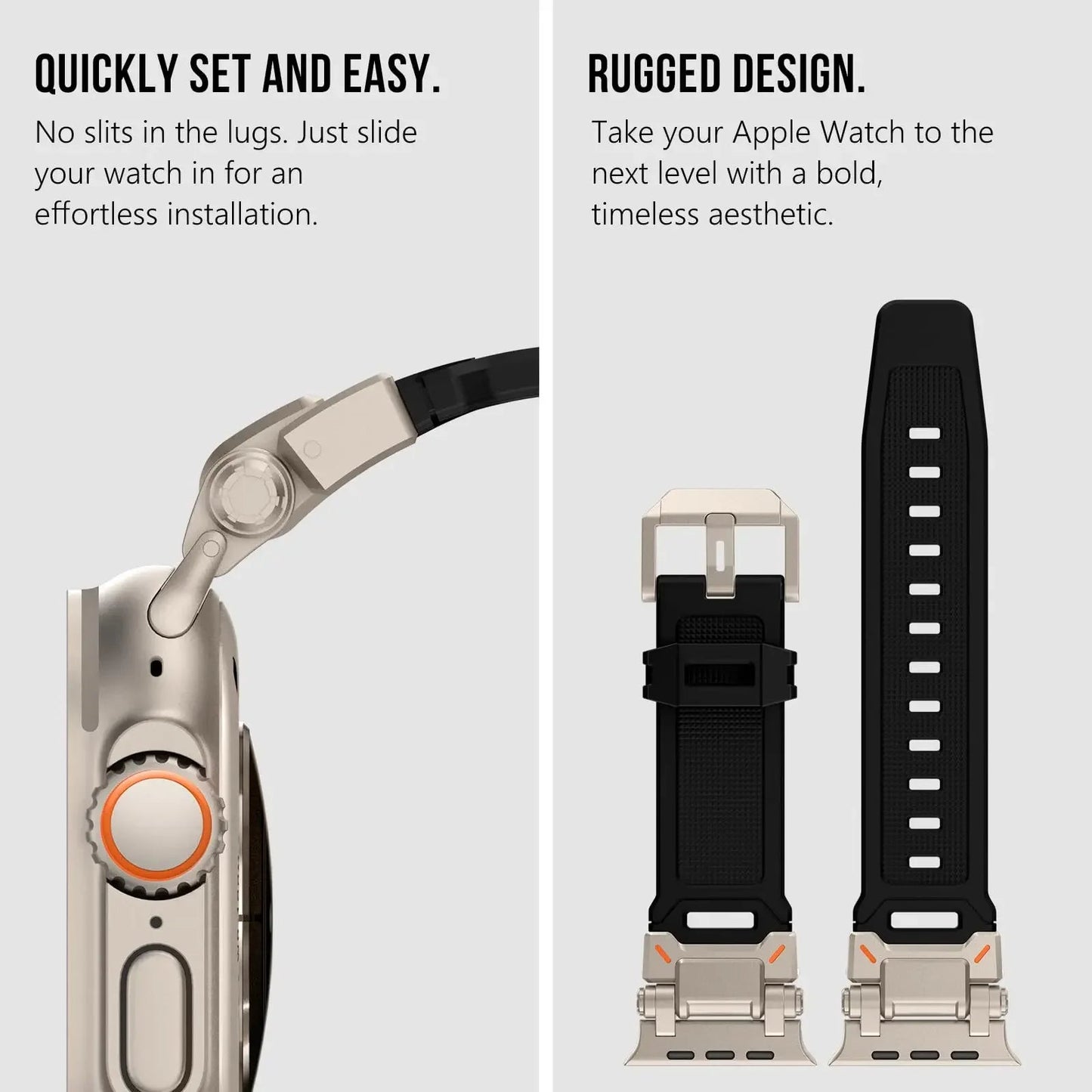 Rugged Strap for Apple Watch 49mm–42mm | Metal + Silicone Band - Realgroupuae