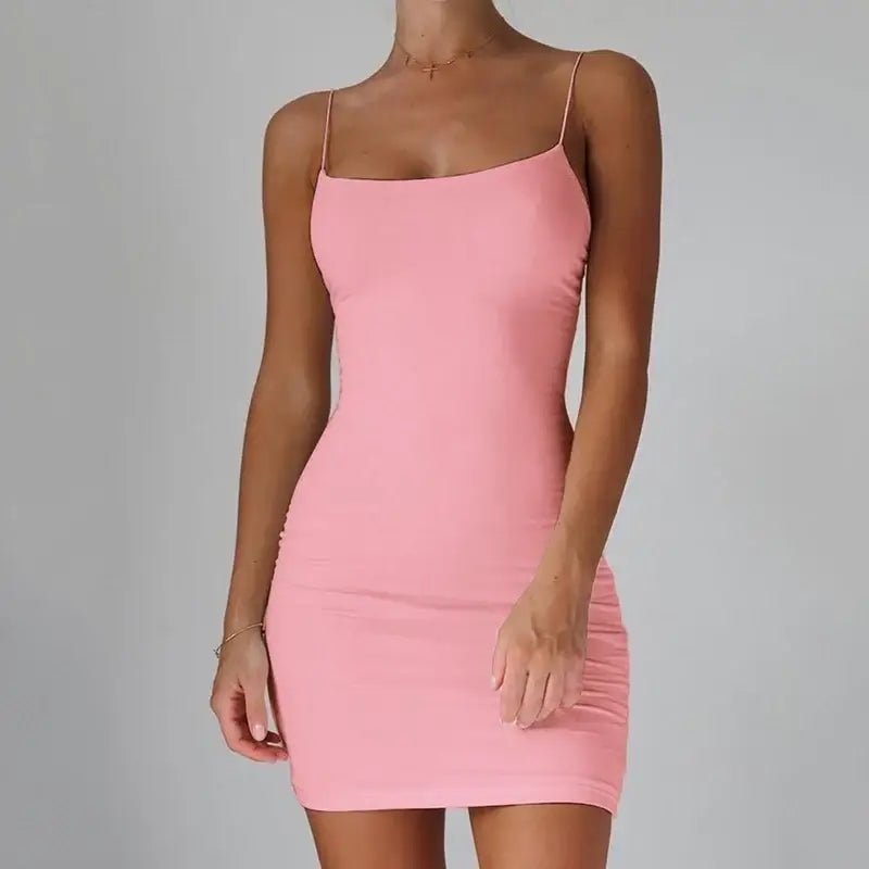 Sexy Short Dress Nightclub Dress for Women Tight - Fitting Wrap Hip Over - The - Knee Sleeveless Dresses Summer Street Bodycon Dress - Real Group