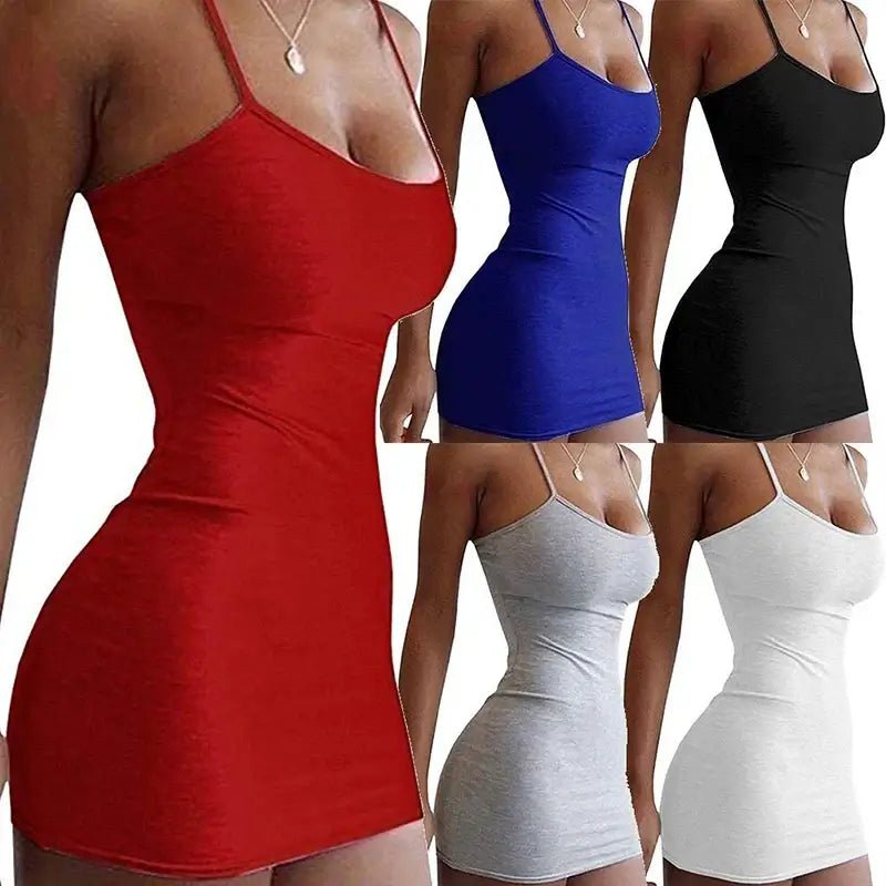 Sexy Short Dress Nightclub Dress for Women Tight - Fitting Wrap Hip Over - The - Knee Sleeveless Dresses Summer Street Bodycon Dress - Real Group