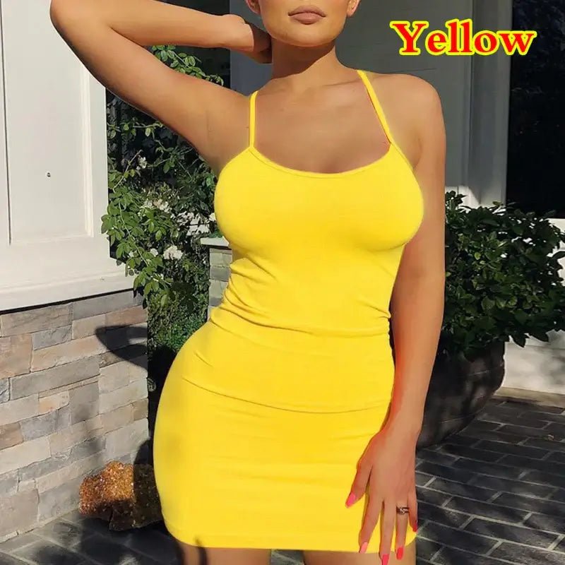 Sexy Short Dress Nightclub Dress for Women Tight - Fitting Wrap Hip Over - The - Knee Sleeveless Dresses Summer Street Bodycon Dress - Real Group